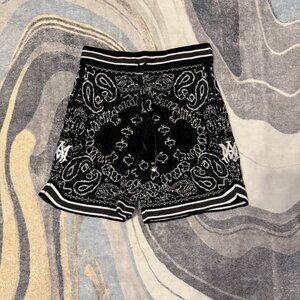 Amiri Black Bandana Knit Cotton Shorts Mens Medium or Large